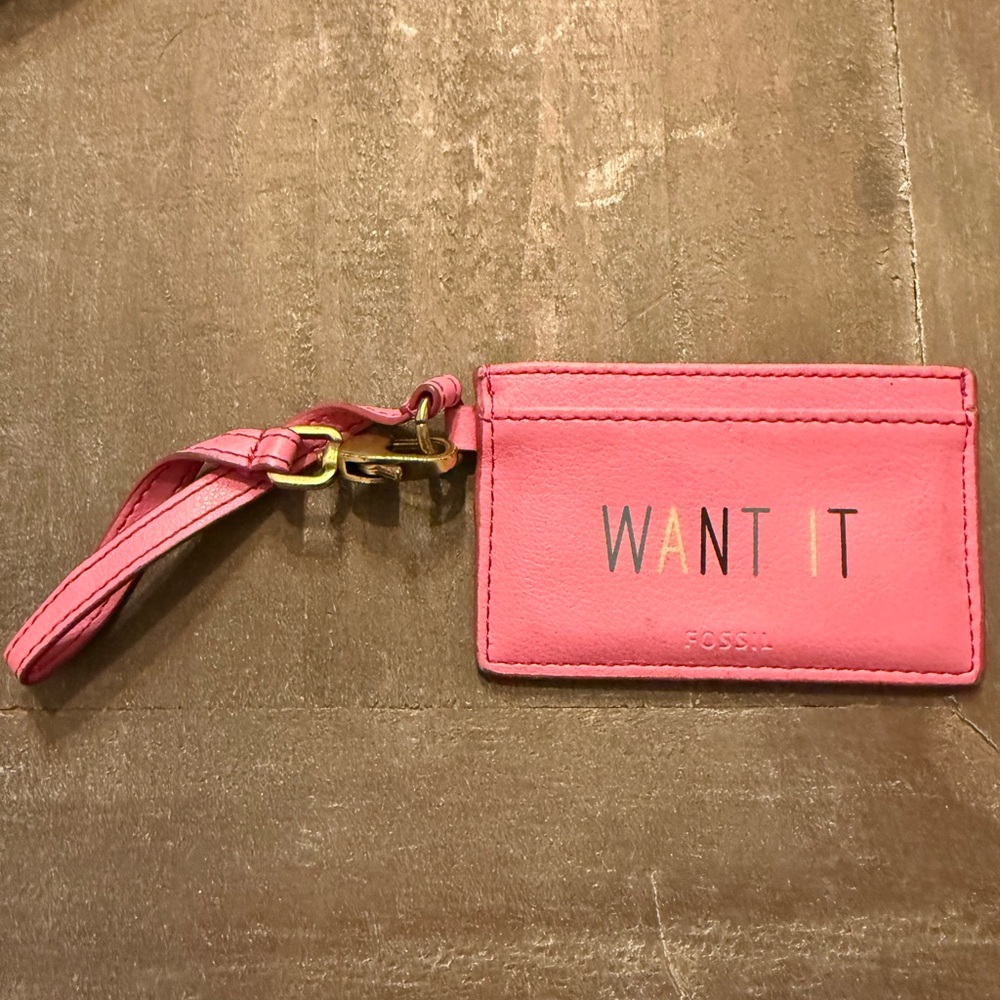 Fossil Pink Card Holder with Wrist Strap